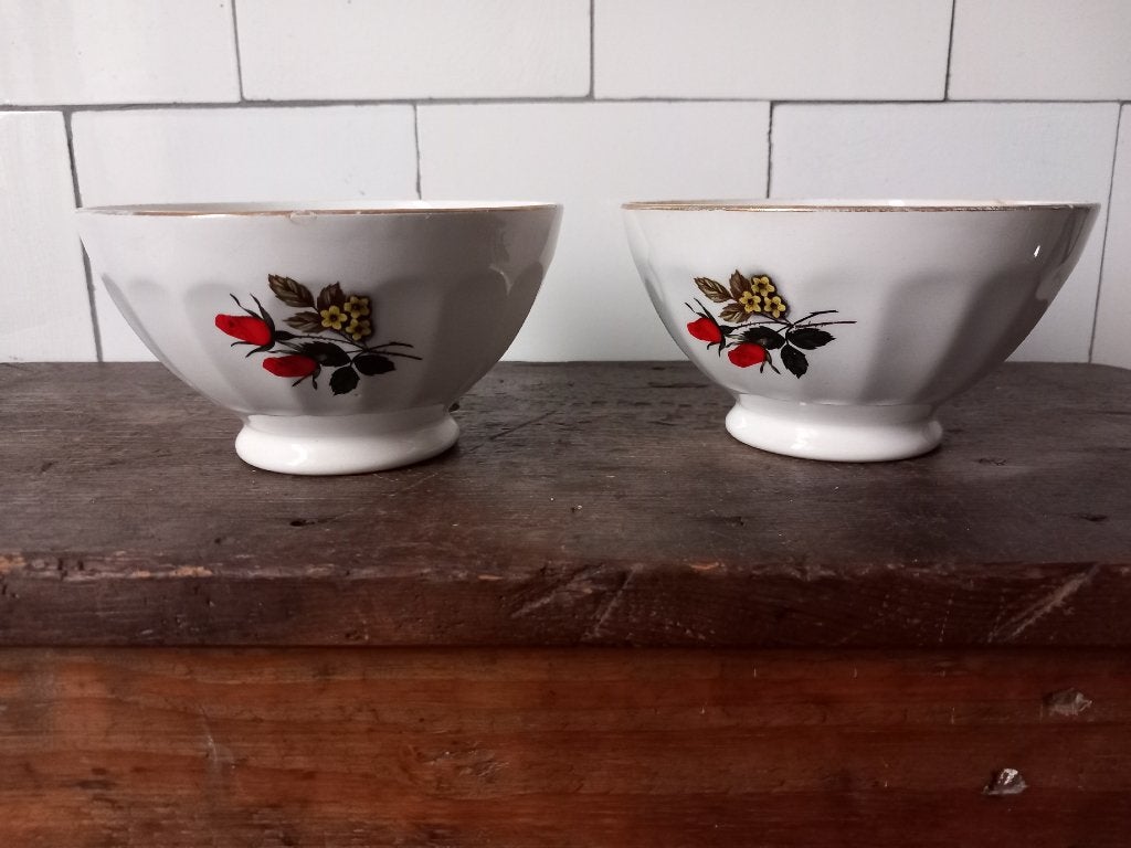 oude Franse kommetjes, antieke spoelkom brocante rozen facet, Ophalen