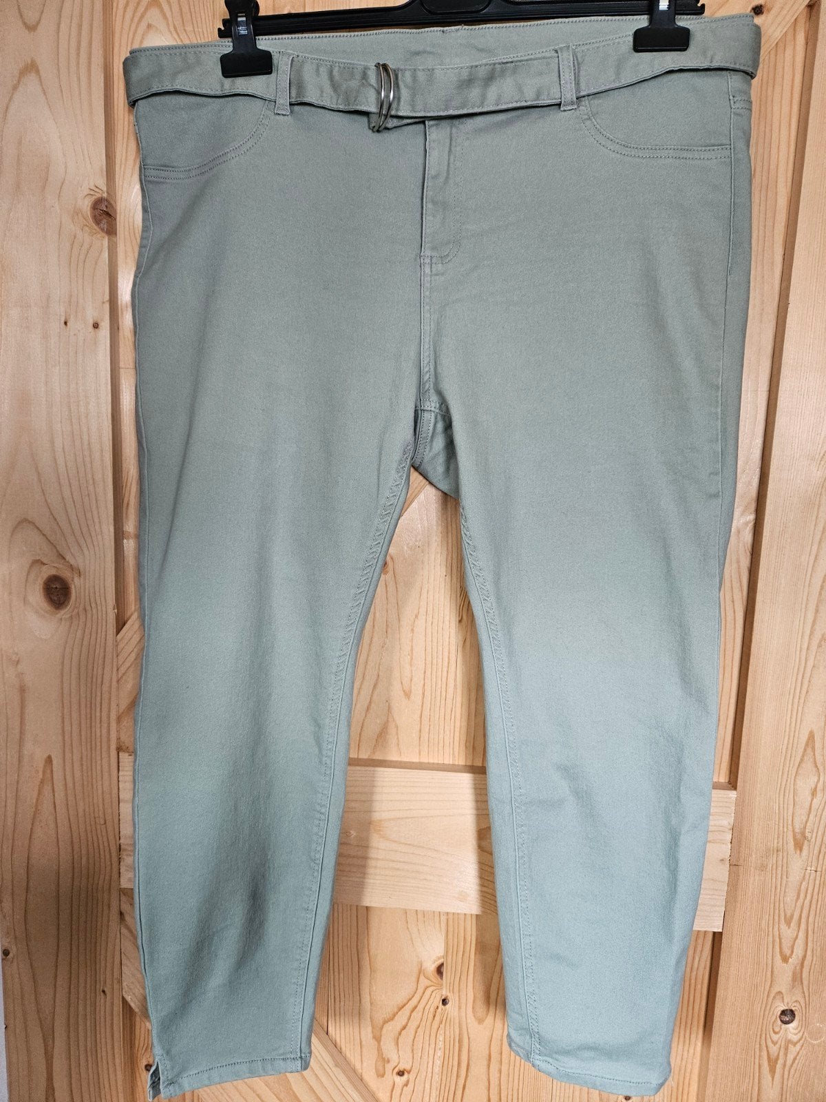 Janina zachtgroene broek met riem, Maat 46/48 (XL) of groter, Ophalen of Verzenden, Lang, Gedragen