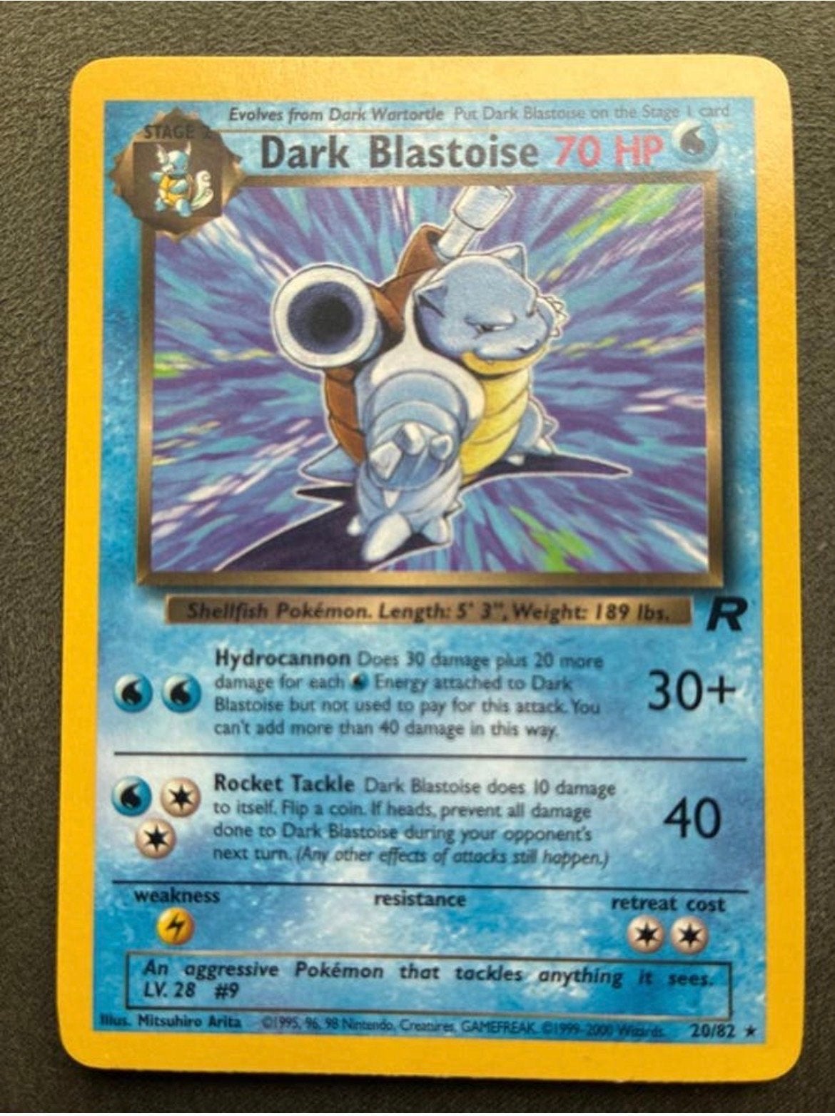 Dark Blastoise Pokémon kaart (20/82) - Rocket Set, Ophalen, Zo goed als nieuw, Losse kaart