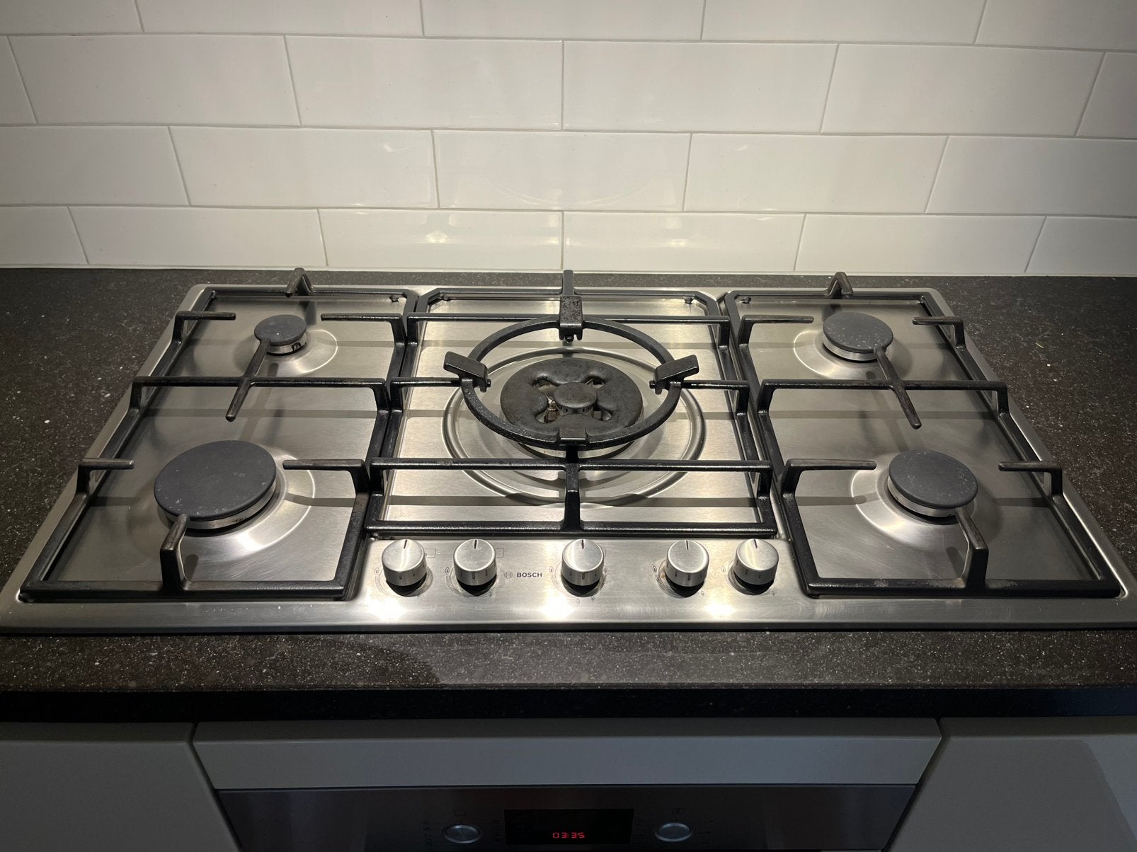 Gaskookplaat 5-pits met wokbrander., Ophalen, Gebruikt, Inbouw, Gas