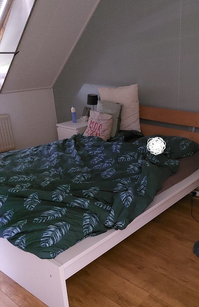 Bed 160x200, Ophalen, Gebruikt, Wit, Tweepersoons
