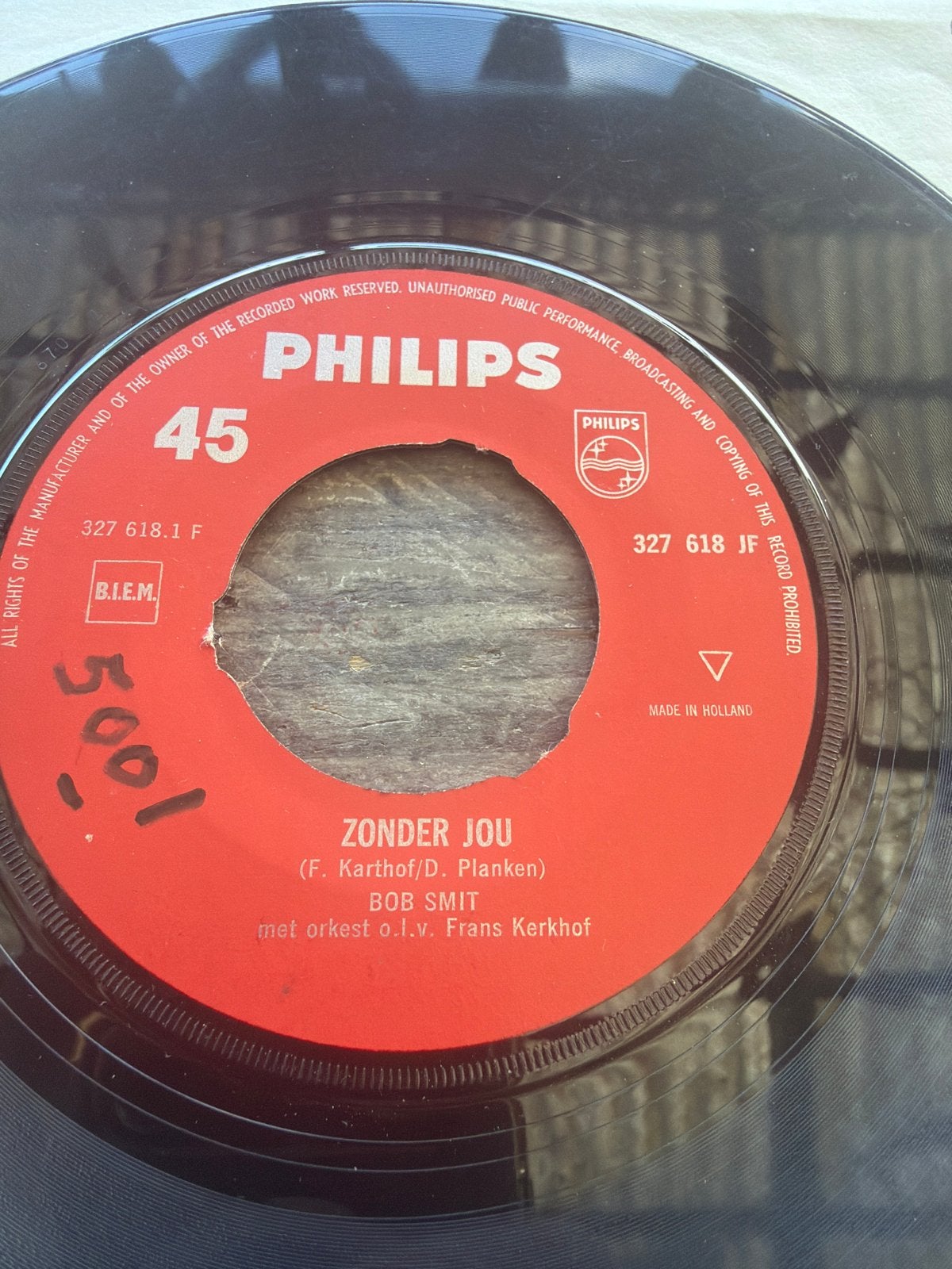 Bob Smit - Zonder Jou (Philips 45 toeren single), Cd's en Dvd's, Gebruikt, 7 inch, Ophalen of Verzenden, EP