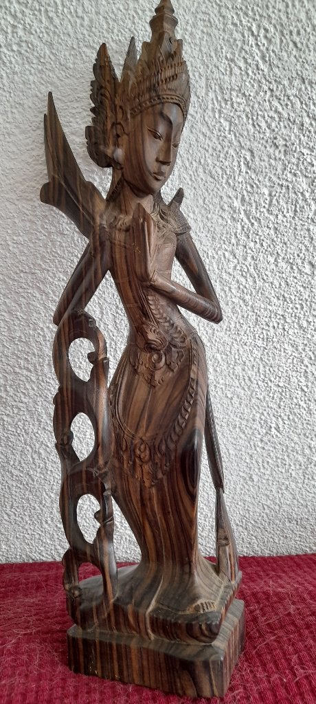 Balinese danseres 37 cm groot 1950 Coromandelhout, Antiek en Kunst, Verzenden, Handgemaakt, Hout