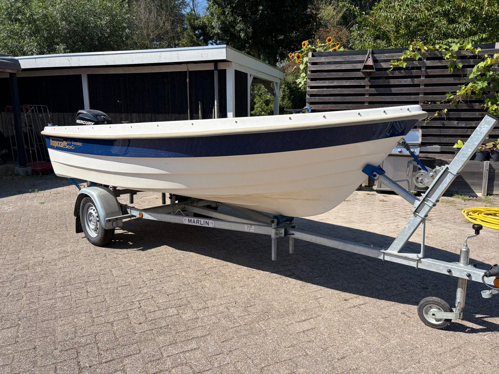 Topcraft 430 economic, mercury 20pk fourstoke, Watersport en Boten, Ophalen of Verzenden, Zo goed als nieuw, Topcraft