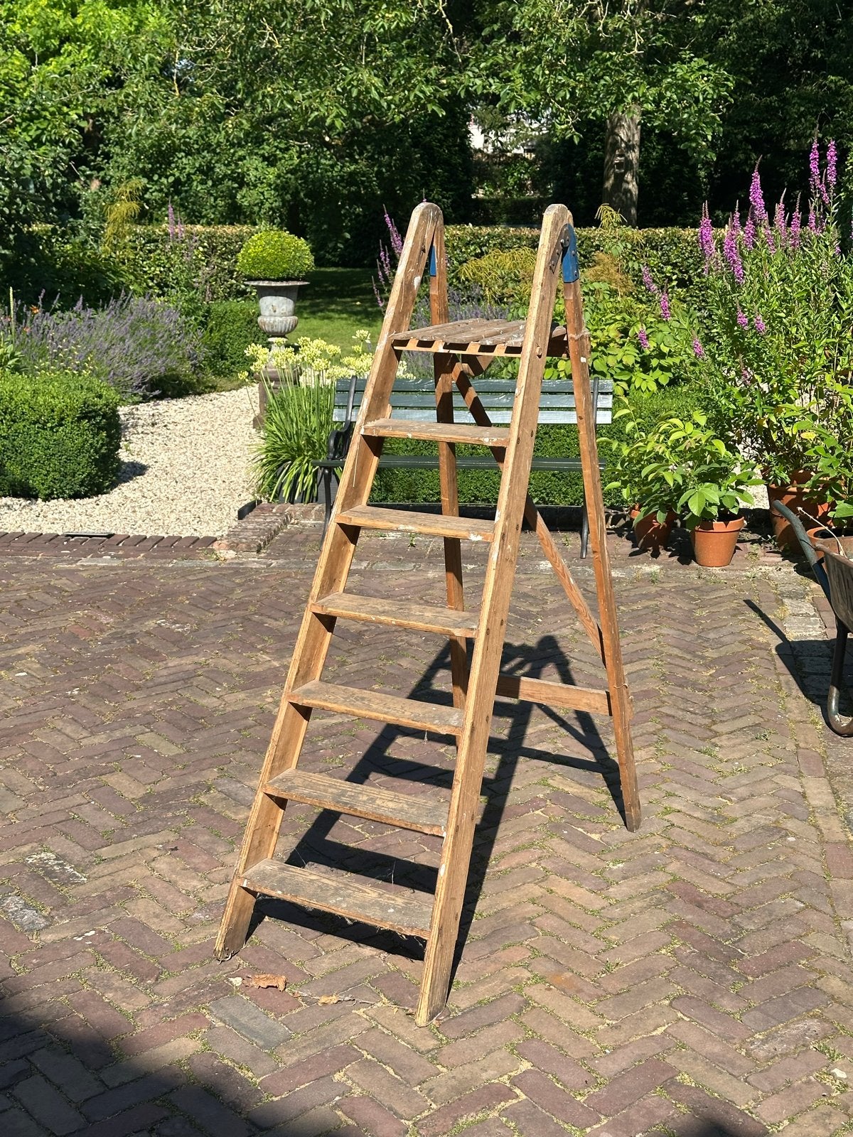 Vintage houten trap, Ophalen, Gebruikt, Trap, Opvouwbaar of Inschuifbaar