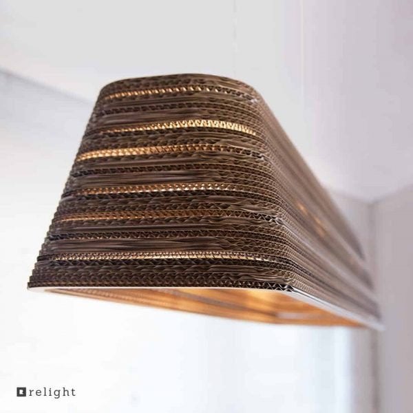 Kartonnen hanglamp REEC van het merk Relight rechthoek 120cm, Ophalen, Natuurlijk materiaal, E27 (groot), Zo goed als nieuw