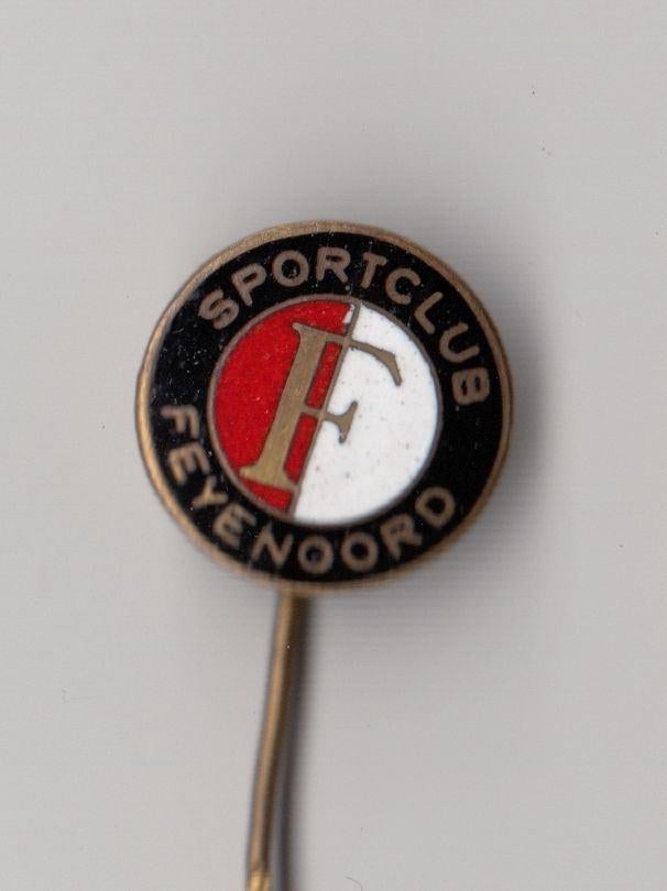 Voetbal emaille Feyenoord Rotterdam Logo speldje, Gebruikt, Niet vindbaar, Niet vindbaar, Speldje of Pin