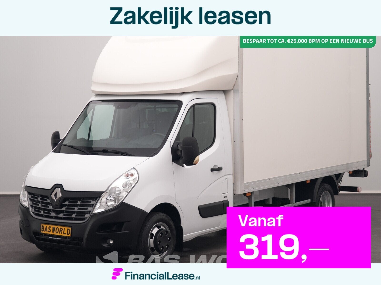 Renault Master 165PK Laadklep Dubbellucht Bakwagen Airco Cru, Stof, Gebruikt, Euro 6, 4 cilinders