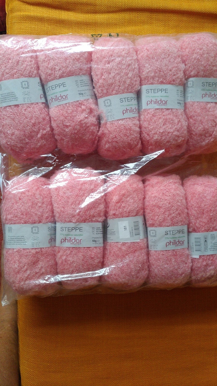 10 bollen zacht roze Phildar Steppe wol - 50g per bol, Hobby en Vrije tijd, Ophalen of Verzenden, Nieuw, Breien of Haken, Wol of Garen