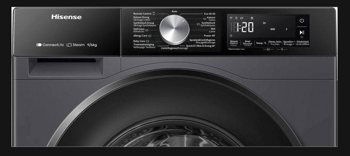 Hisense Wasmachine 6 maanden oud met 5 jaar verzekering, Ophalen, 1200 tot 1600 toeren, 8 tot 10 kg, Zo goed als nieuw