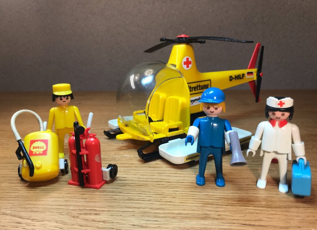 Vintage Playmobilset: Reddingshelikopter & Vliegtuig Pegasus, Gebruikt, Complete set, Voertuig, Ophalen of Verzenden