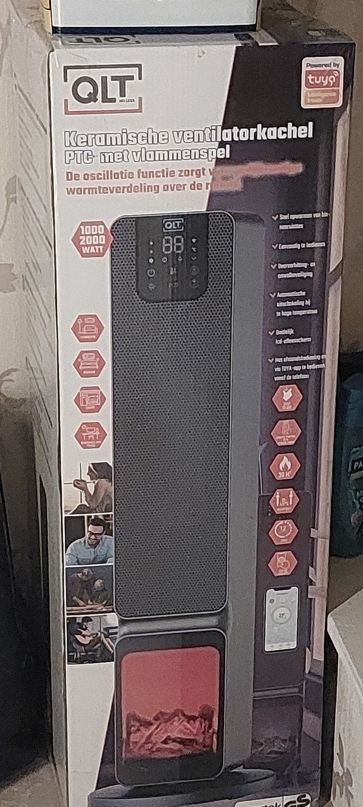 QLT Toren Heater met Vlammenspel 2000W, 30 tot 80 cm, Minder dan 60 cm, Ophalen of Verzenden, Kachel