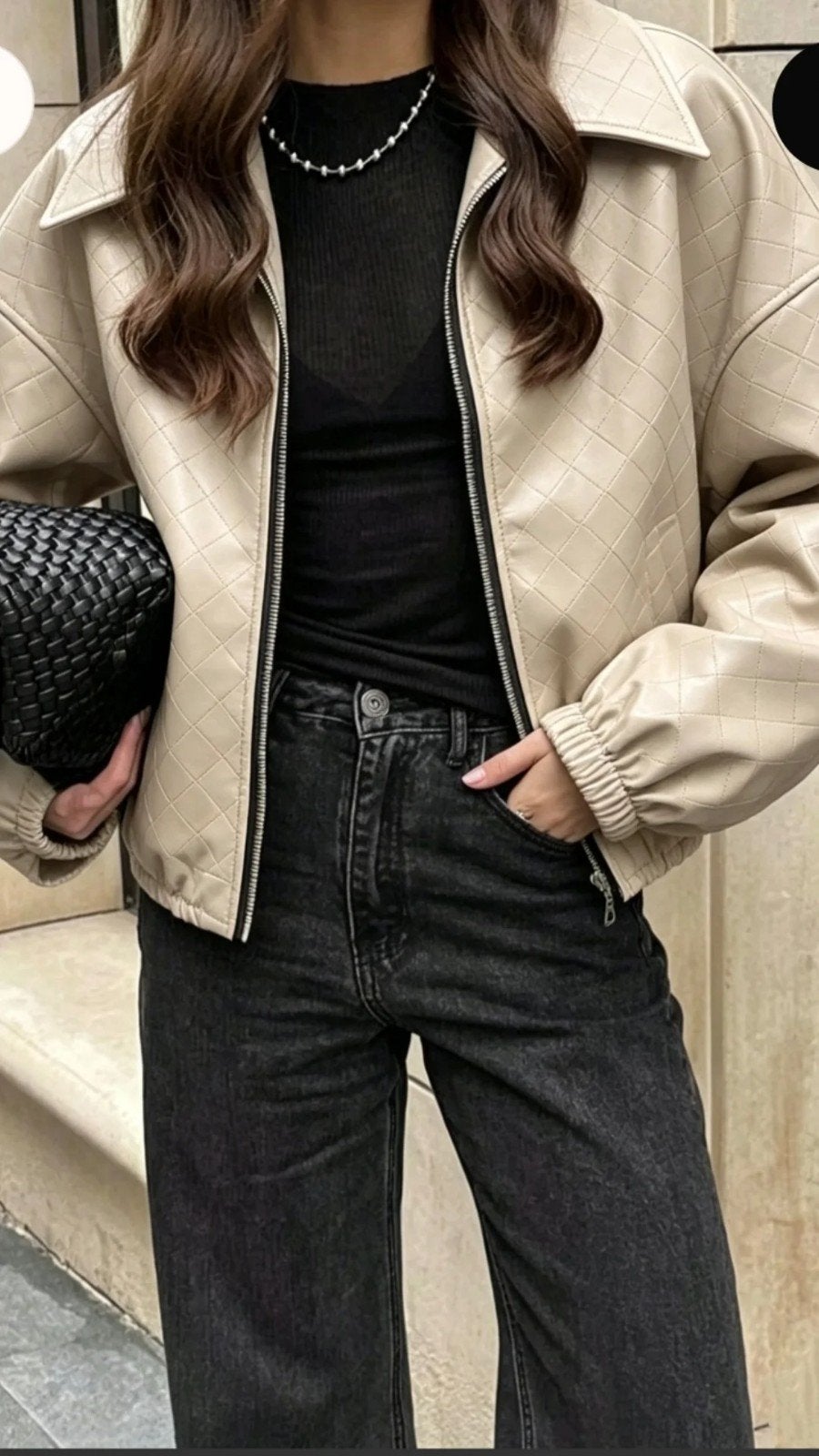 beige bruin vegan leer kort bomber jas jack one size, Maat 38/40 (M), Beige, Nieuw, Ophalen of Verzenden