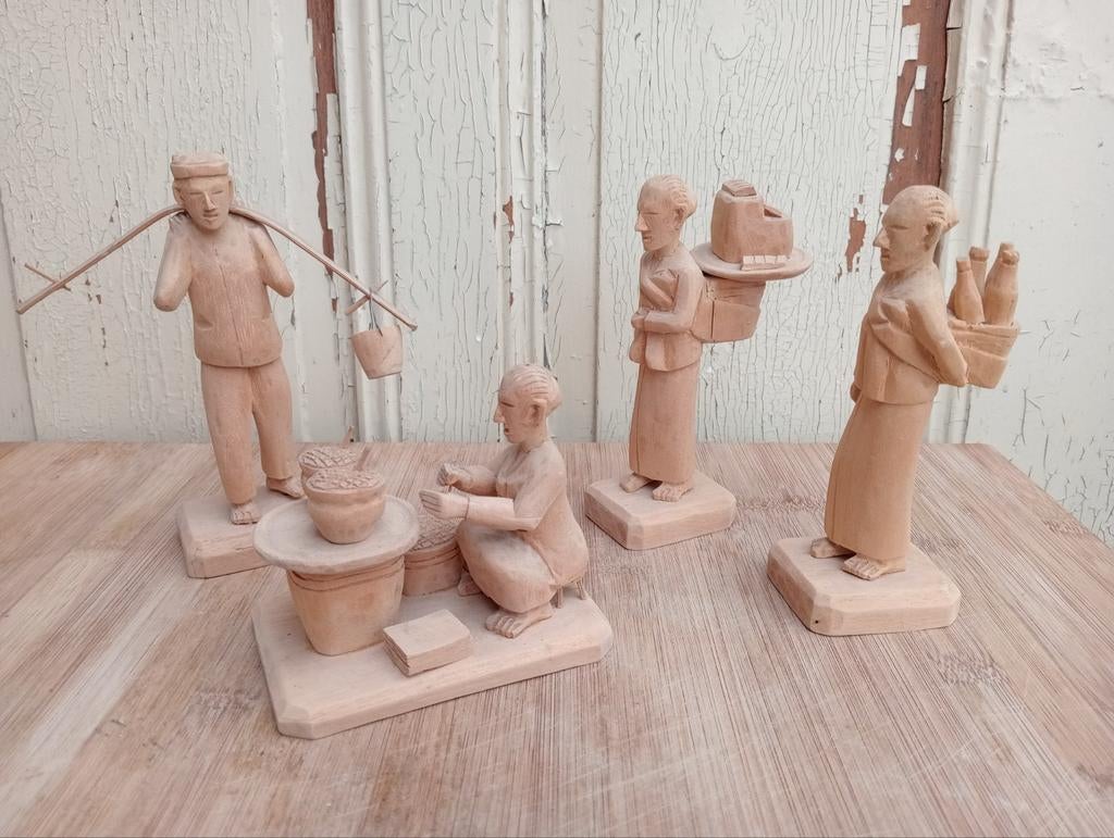 Groep houten Aziatische beelden, Antiek en Kunst, Ophalen of Verzenden