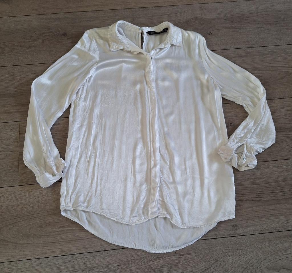 zara blouse wit maat s 36 viscose glanzend dames, Ophalen of Verzenden, Zo goed als nieuw, Maat 36 (S), Wit