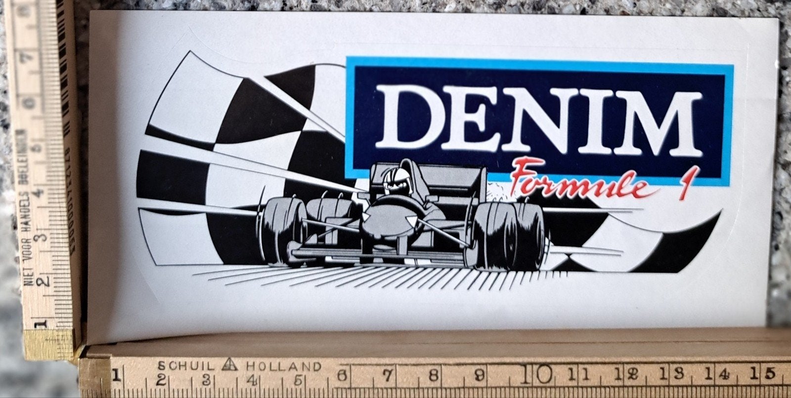 Vintage sticker Denim Formule 1 autosport autorace, Ophalen of Verzenden, Zo goed als nieuw, Auto of Motor