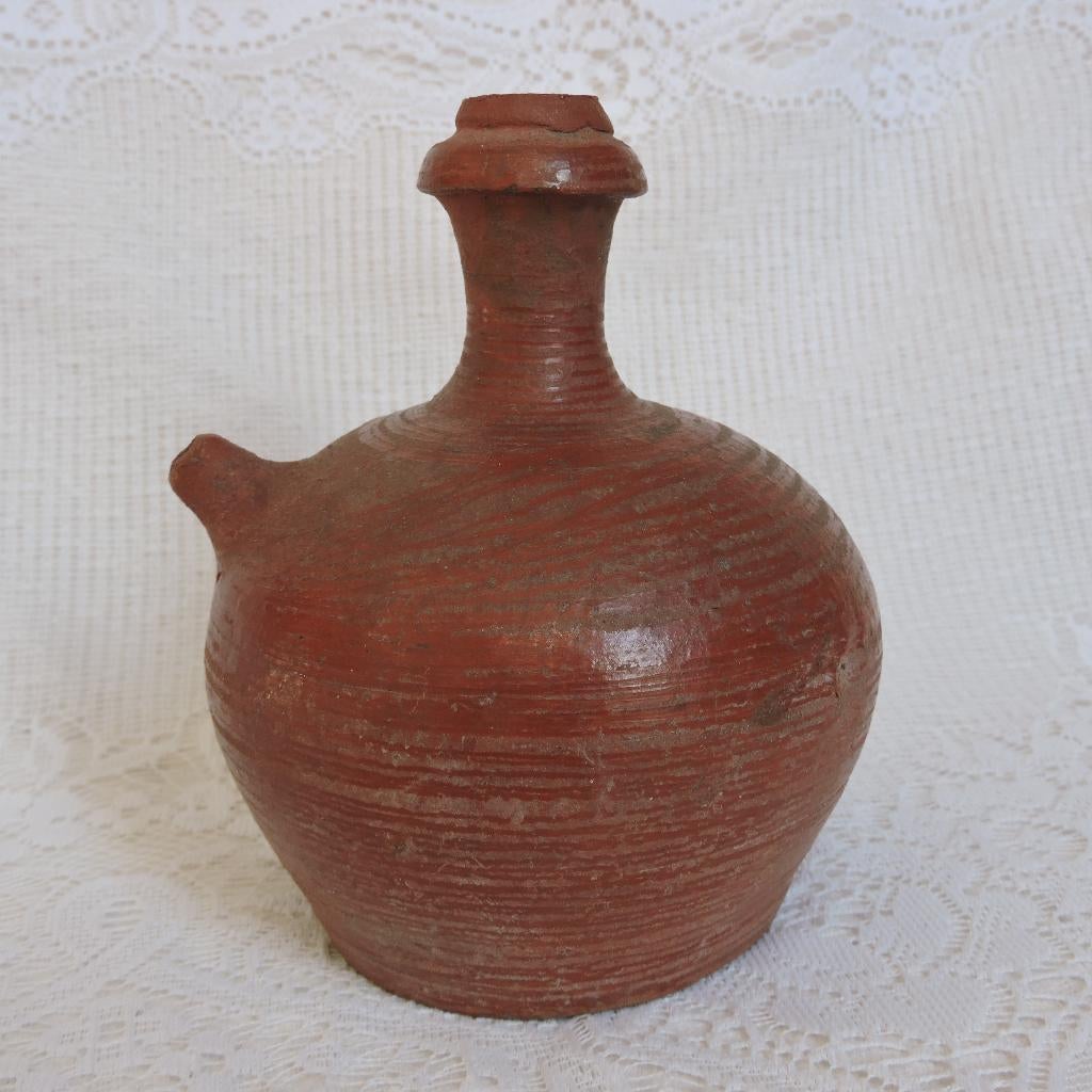 Mooi gedecoreerd water kruik Java aardewerk Kendi, Antiek en Kunst, Ophalen of Verzenden