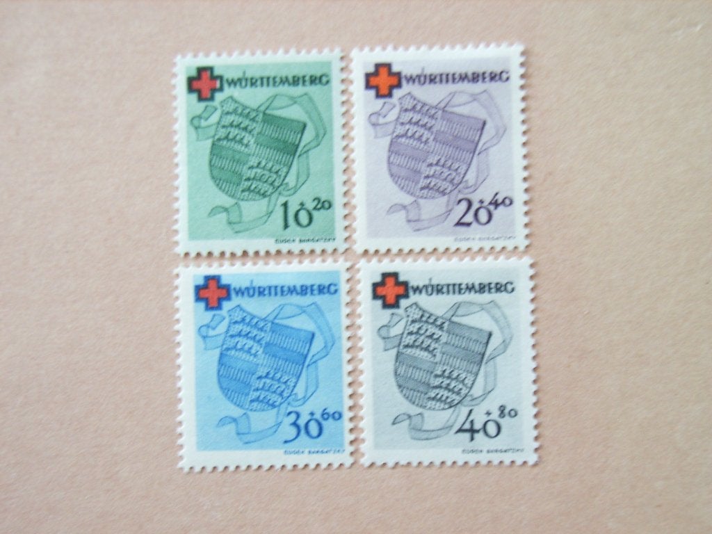 4   Wurttemberg 40A-43A Pf, Postzegels en Munten, Ophalen of Verzenden, Overige periodes, Postfris