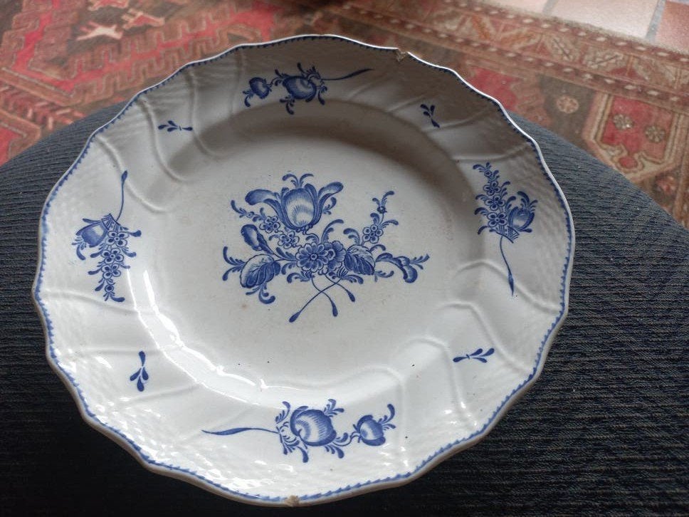 Antiek Boch Frères presenteerplateau Camaieu Bleu 1870/1890, Ophalen of Verzenden