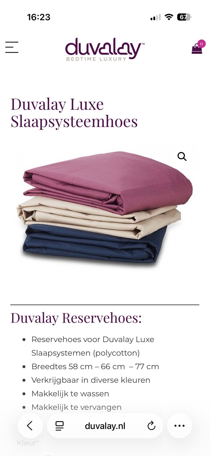 2x Duvalay slaapzak hoes 66cm Plum, Verzenden, Zo goed als nieuw