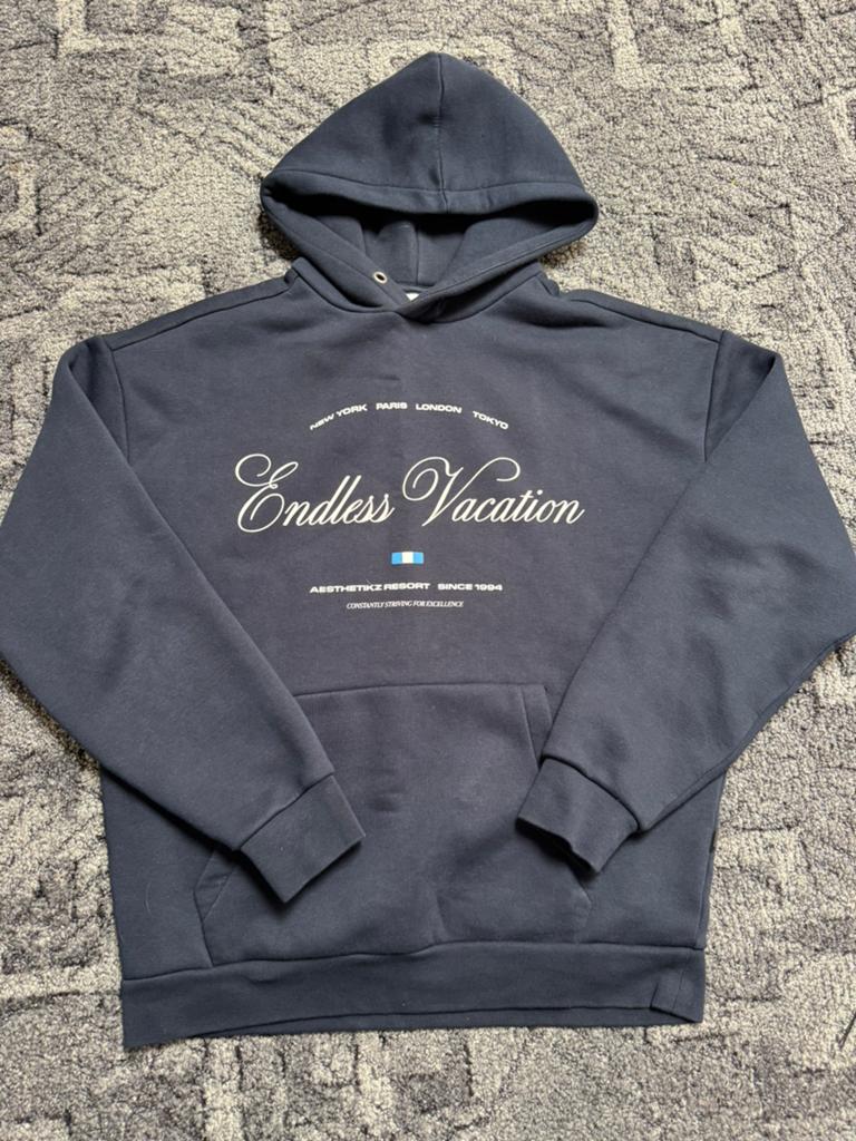 DAILY AESTHETIKZ Hoodie "Endless Vacation" Maat S, Ophalen of Verzenden, Zo goed als nieuw, Maat 46 (S) of kleiner, Blauw