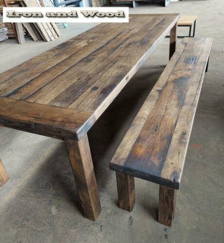 Oud eiken kloostertafels + bankje(s) /wagonplanken-barnwood, Ophalen, Nieuw, Hout, Robuust, oud eiken, stoer, wagonplanken, wagondelen, barnwood