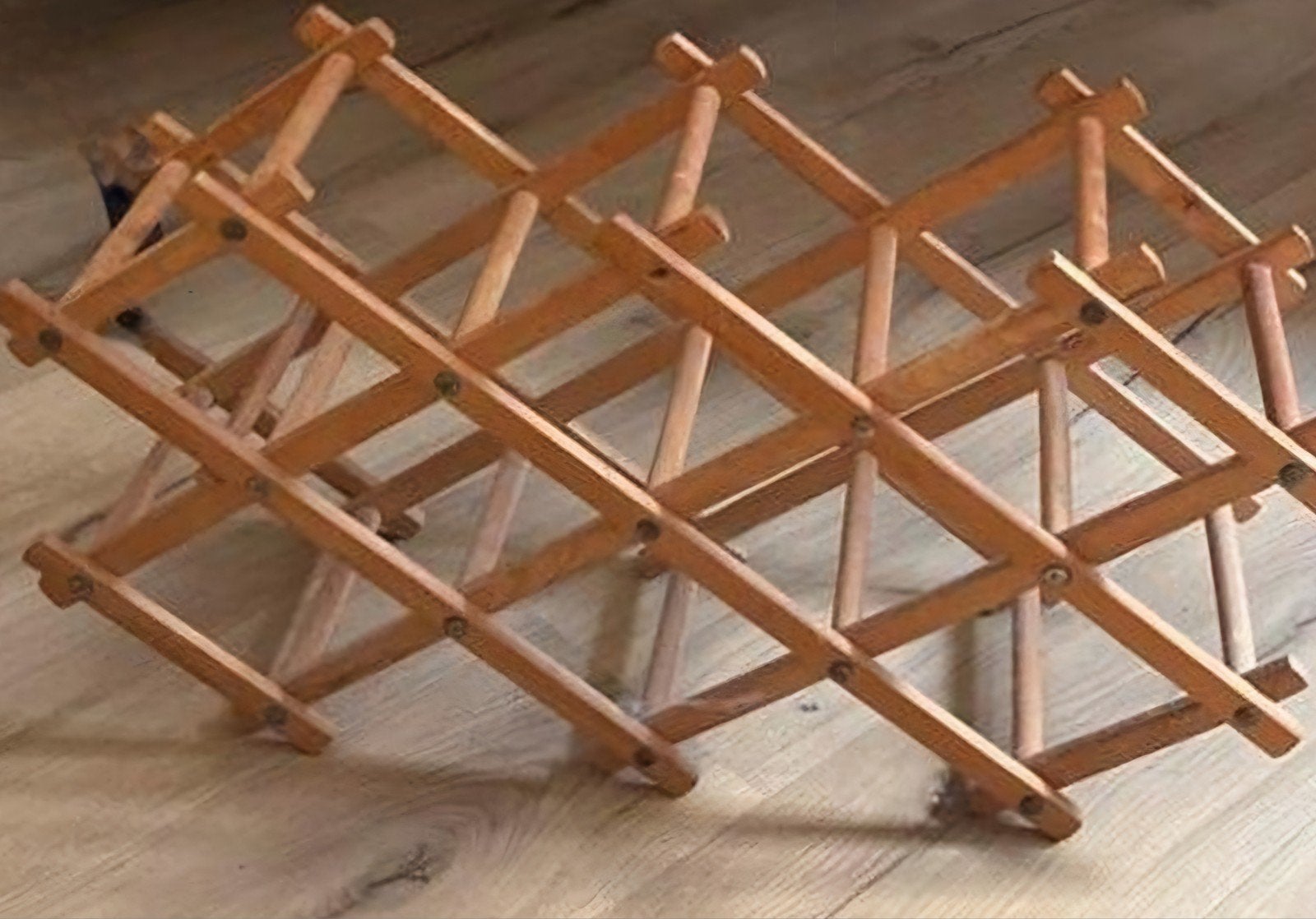 2x Vintage Houten wijnrek, inklapbaar, voor 10 flessen, Gebruikt, 5 tot 15 flessen, Ophalen of Verzenden, 5 – 50