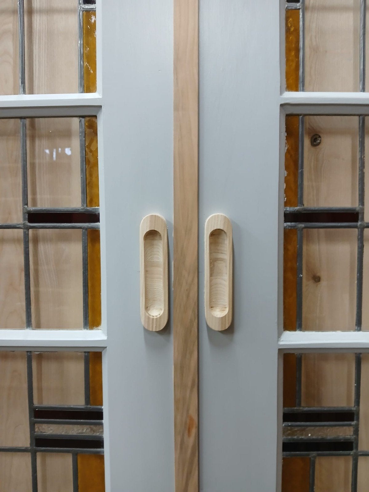 Set van 2 binnendeuren met glas in lood, Ophalen, Minder dan 80 cm, Binnendeur, Zo goed als nieuw