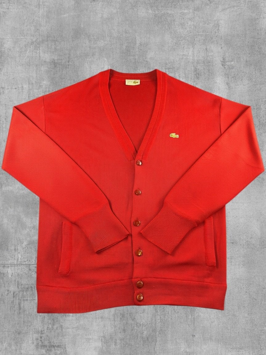 Lacoste vest rood heren maat XL cardigan knoopvest trui, Verzenden, Gedragen, Maat 56/58 (XL), Rood