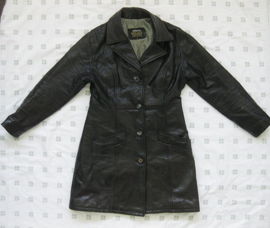 Forecast zwarte leren jas trenchcoat, maat 1, maat S, Forecast, Zwart, Ophalen of Verzenden, Maat 36 (S)