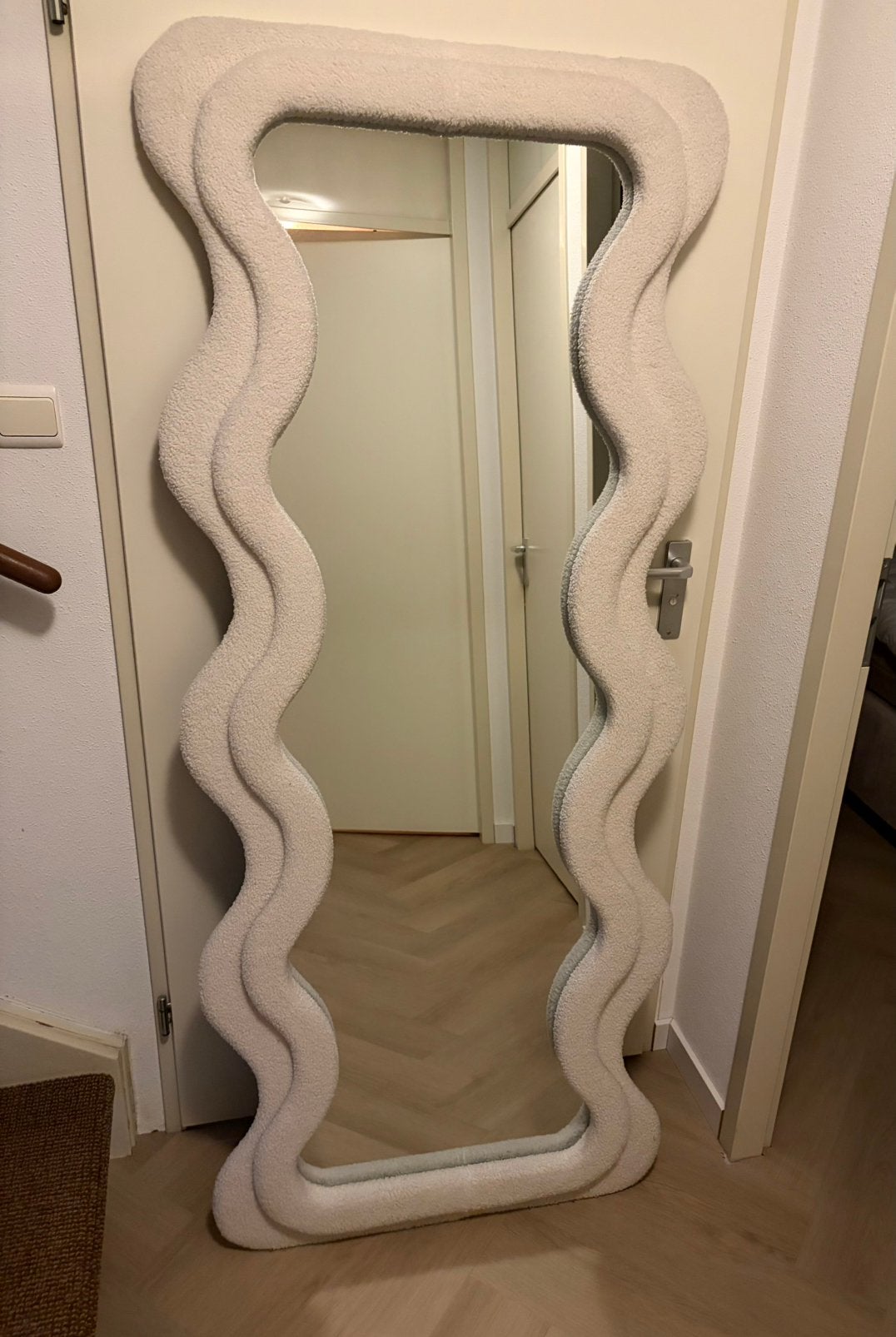 Pas spiegel teddy wave, Huis en Inrichting, Woonaccessoires | Spiegels, Ophalen, Minder dan 50 cm, Zo goed als nieuw, Minder dan 100 cm