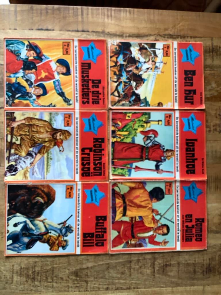 6 vintage kinderboeken: De drie musketiers, Ivanhoe, Ben Hur, Boeken, Stripboeken, Meerdere stripboeken, Ophalen of Verzenden