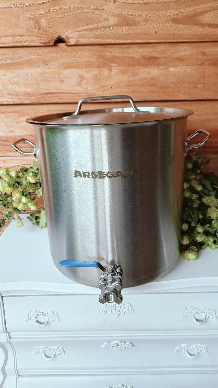 Arsegan 36L RVS Ketel met Kraan/deksel- Zo goed als nieuw, Overige typen, Zilver, Ophalen of Verzenden, Zo goed als nieuw