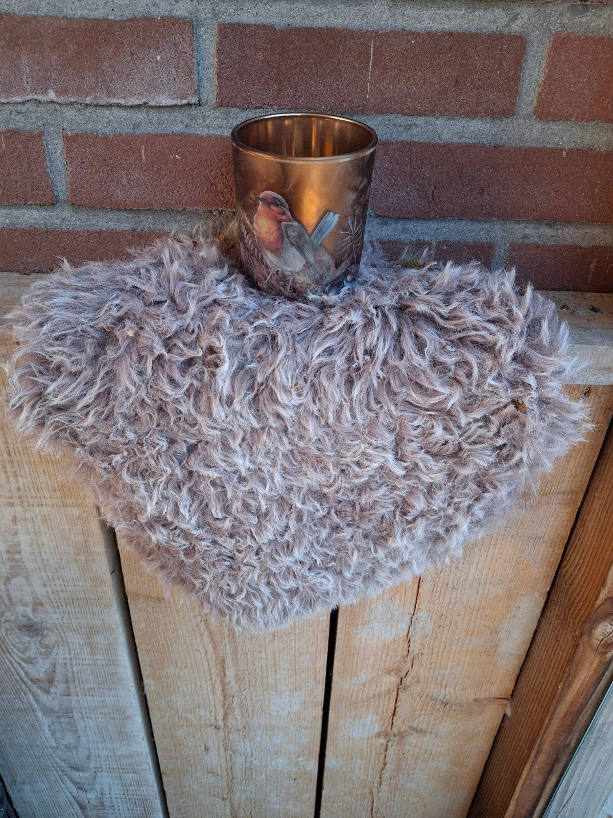 set glazen vaasje  en bontplaid, Ophalen of Verzenden