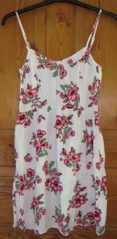 ZGAN topje tuniekje heel kort jurkje wit mt roze bloemen m34, Wit, Ophalen of Verzenden, Zo goed als nieuw, Maat 34 (XS) of kleiner