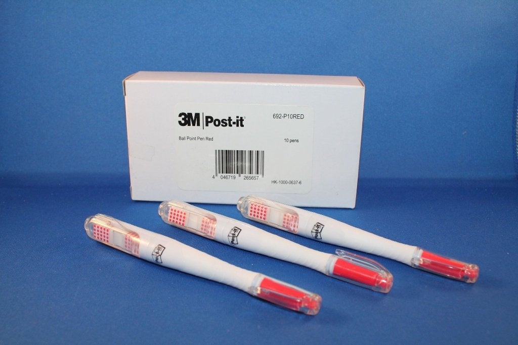 3M Post-It Balpen, rood,  met indextabs, doosje van 10. K9, Tweedehands verkoop, Tweedehands verkoop, Gebruikt, Ophalen of Verzenden