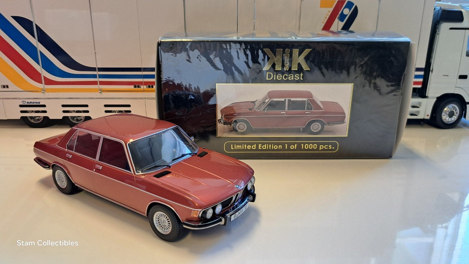 KK Scale Models BMW E3 3.0 S Limousine Red / Brown - 1971, Overige merken, Auto, Ophalen of Verzenden, Zo goed als nieuw