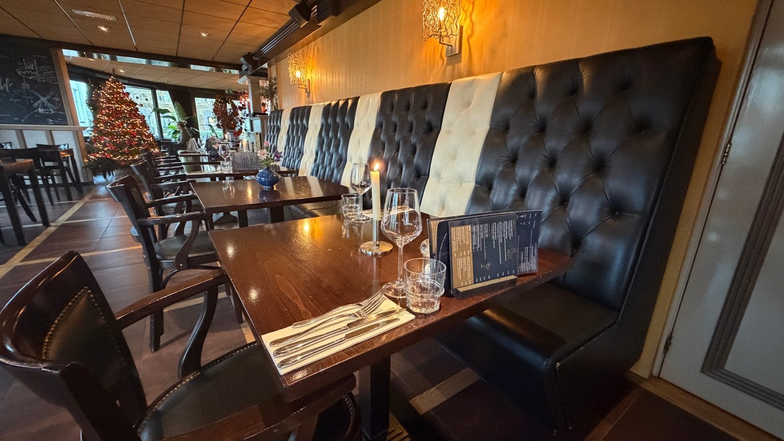Horeca Banken - Zwart/Crème gestoffeerd, Ophalen, Gebruikt, Meubilair