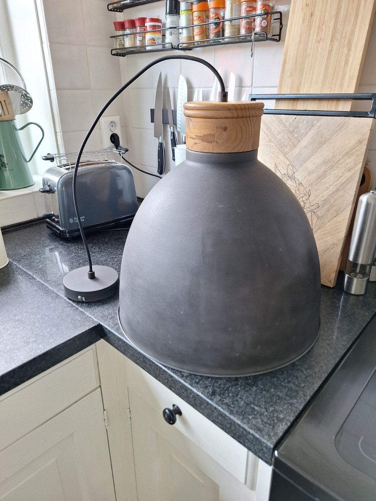 Industriële hanglamp, Ophalen of Verzenden, Hout