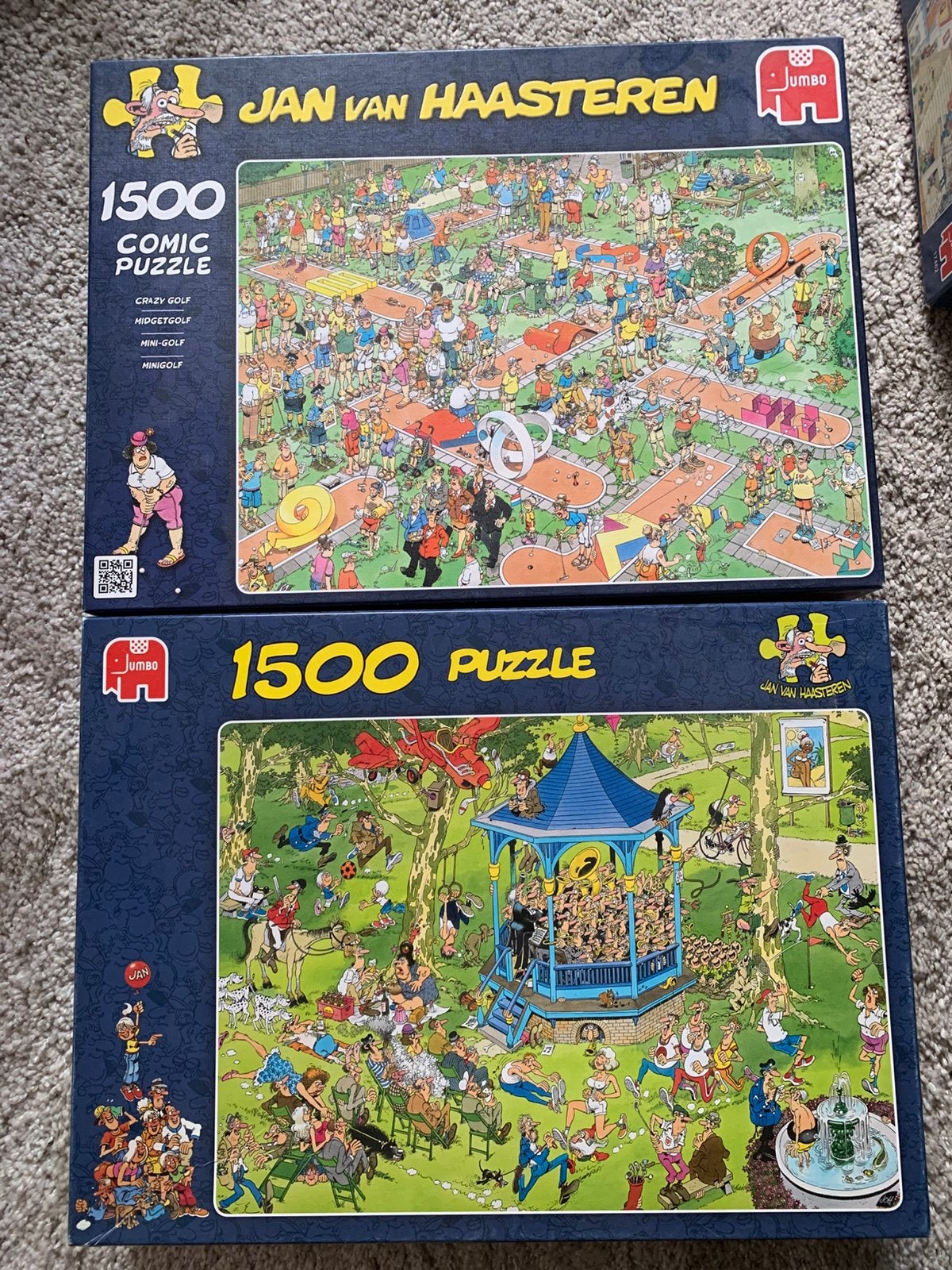 €10 p.s. Jan van Haasteren puzzels 1500 stukjes, Ophalen, 500 t/m 1500 stukjes, Zo goed als nieuw