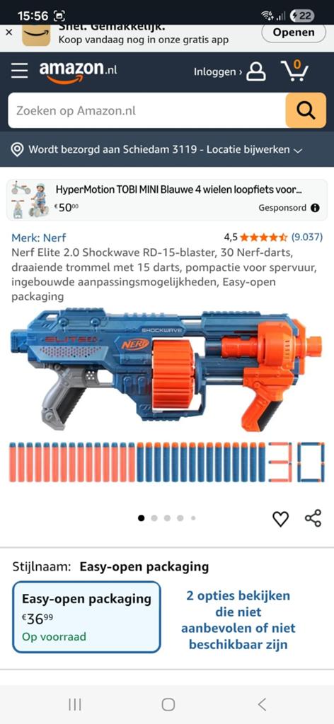 Nerf shockwave Elite 2.0, Ophalen of Verzenden