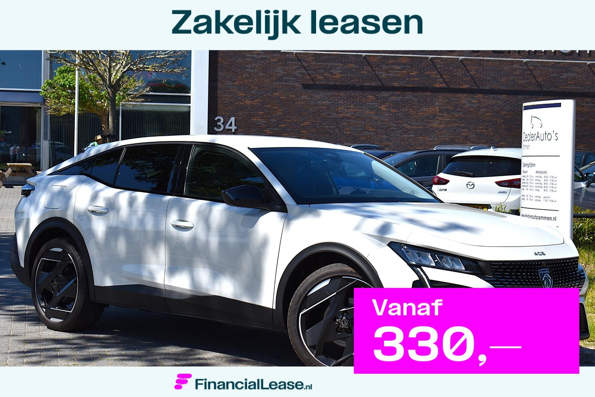 Peugeot 408 1.2 130pk ECC LMV LECD NAVI, Gebruikt, 1199 cc, Leder en Stof, Wit