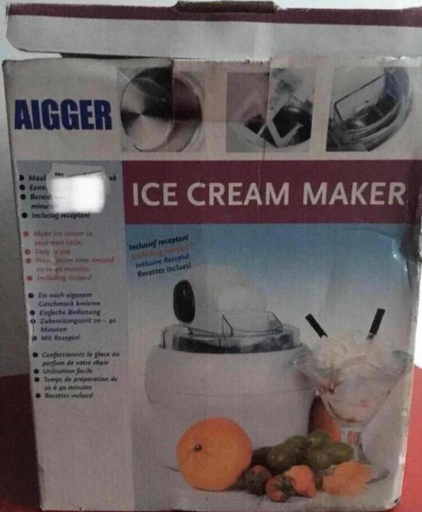 Aigger Ijsmachine - Maak zelf heerlijk biologisch ijs!, Witgoed en Apparatuur, IJsmachines, Ophalen of Verzenden, Zo goed als nieuw