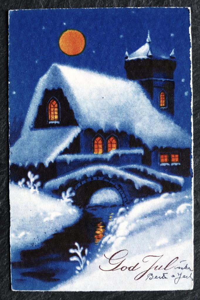 Besneeuwde kerk, volle maan, 1944, Finse tuberculosezegel, Verzenden, 1940 tot 1960, Gelopen, Feest(dag)