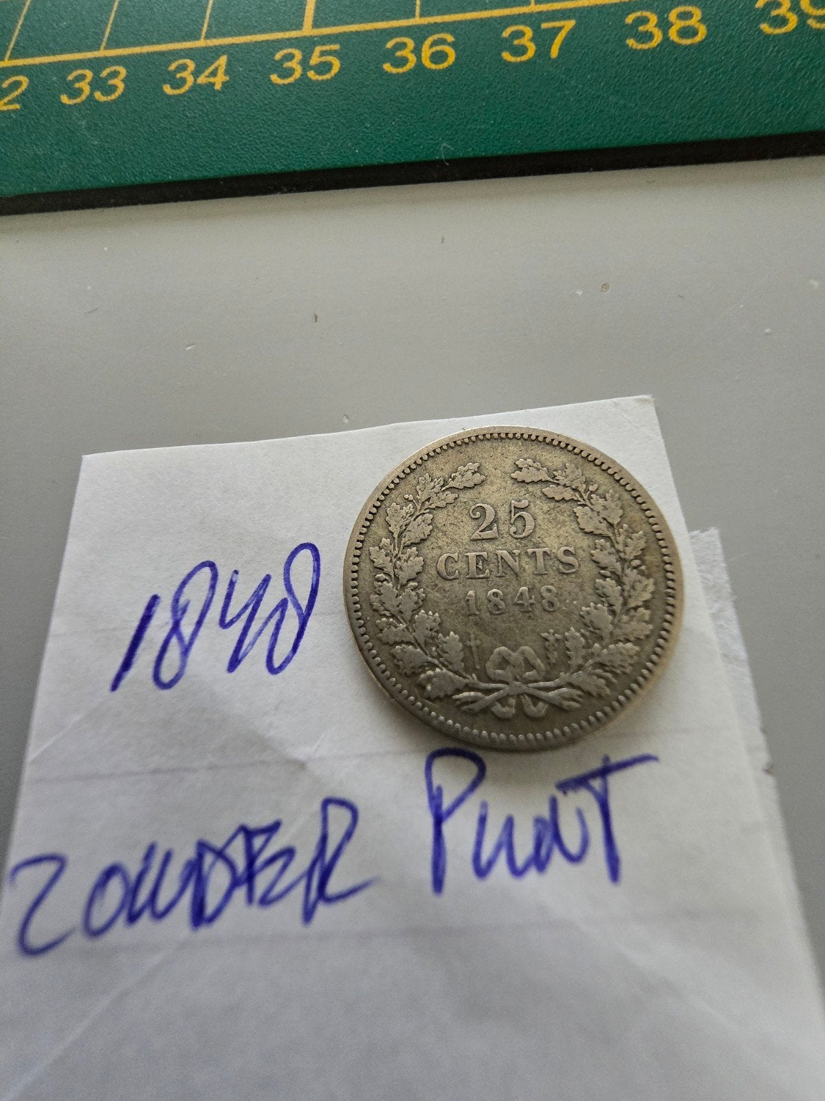 kwartje 1848 zonder punt, Zilver, Ophalen of Verzenden, 10 cent, Losse munt