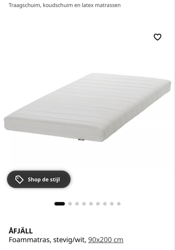 IKEA Afjall Matras 90x200 - Nieuwe staat!, Ophalen, 90 cm, Eenpersoons, Wit