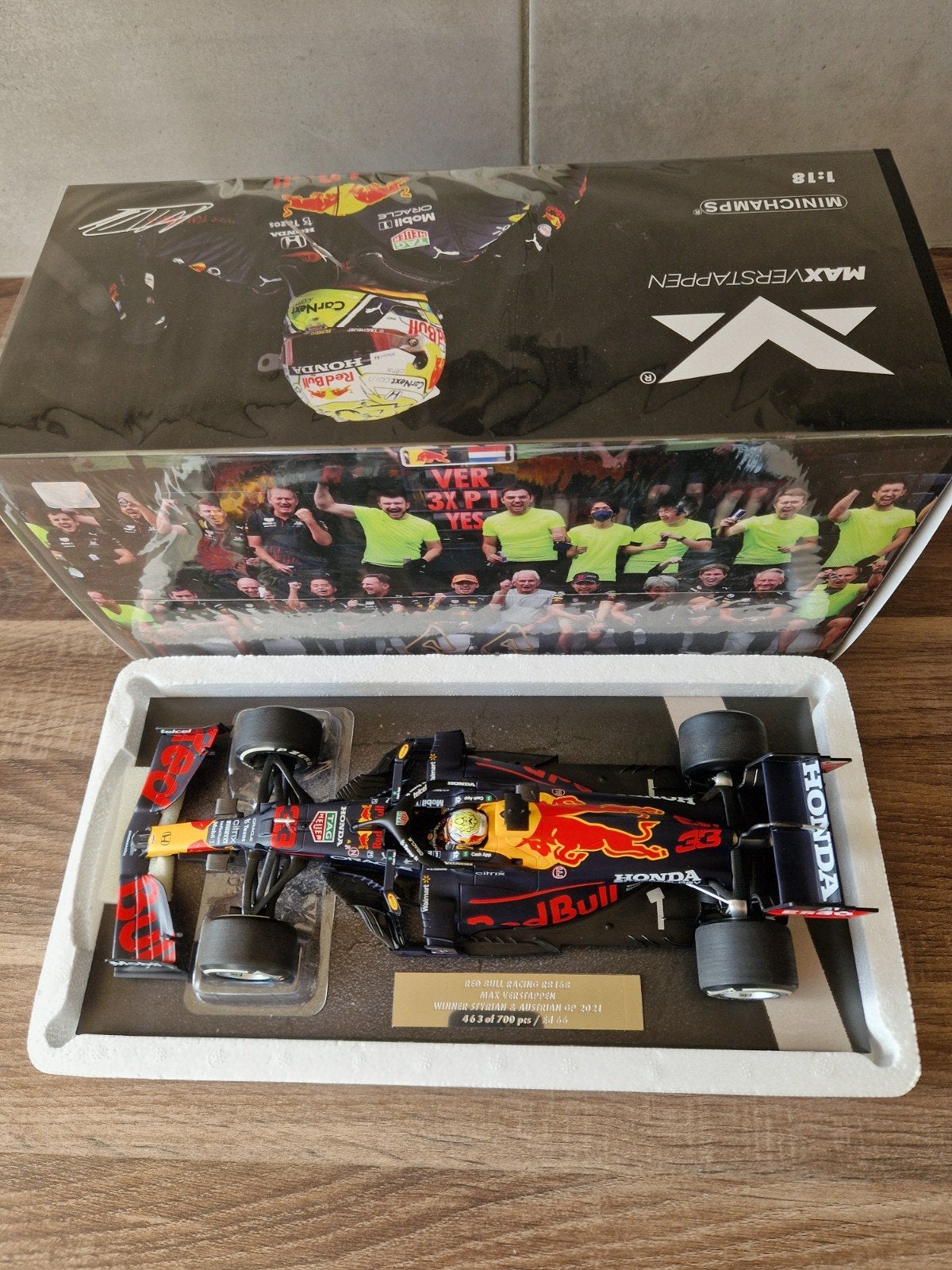 Max verstappen RB16B winnaar styrian en Oostenrijk 2021 1/18, Ophalen of Verzenden, Nieuw, Formule 1