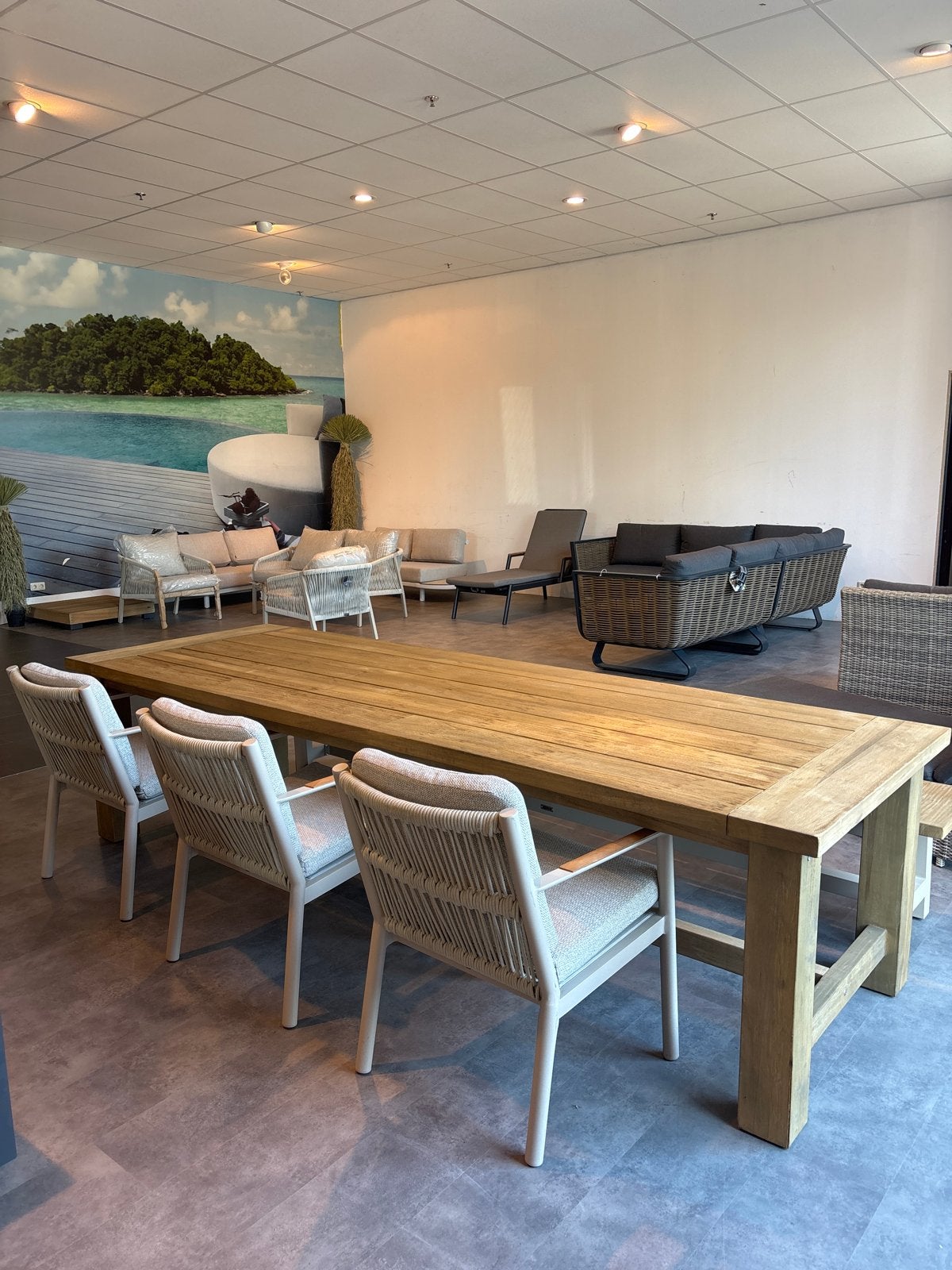 Robuuste Teakhouten Tuintafel met Bank, Tuin en Terras, Ophalen, Zo goed als nieuw, Rechthoekig, Teakhout
