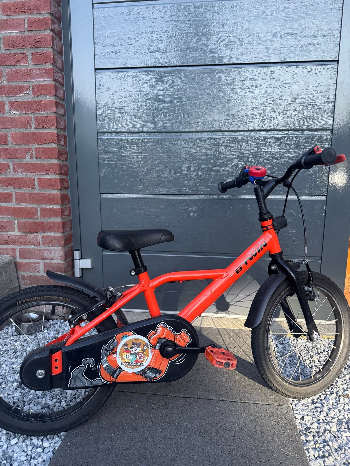 B'Twin 16 inch kinderfiets - Oranje, Ophalen, Gebruikt, Schijfrem, 16 tot 20 inch