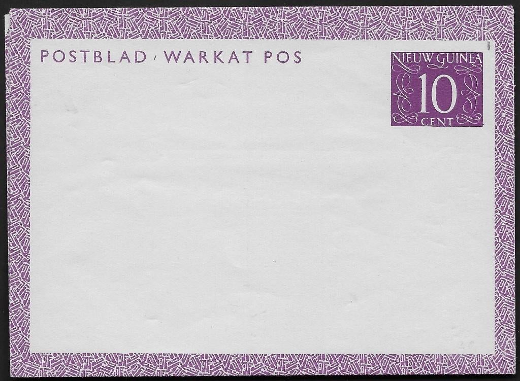 Nieuw Guinea Postblad nr. 1 / 10 cent violet., Postzegels en Munten, Ophalen of Verzenden, Briefkaart